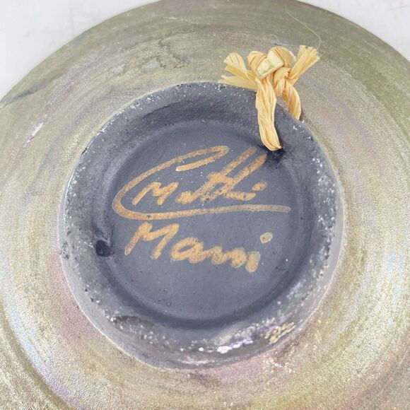 Raku Pottery Sea Turtle Marine Ocean Trinket Dish Signed C Matti Maui 5 1/4” - Picture 5 of 5